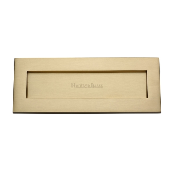 V850 254.101-SB • 254 x 096mm • Satin Brass • Victorian Sprung Flap Letter Plate